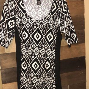 Tight fitting black tribal print dress